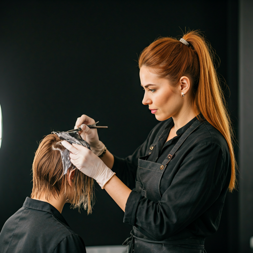 Professional hair coloring artist working